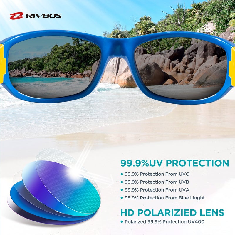 RIVBOS Rubber Kids Polarized Sunglasses With Strap Glasses Shades for Boys Girls Baby and Children Age 3-10 RBK037 - Image 3